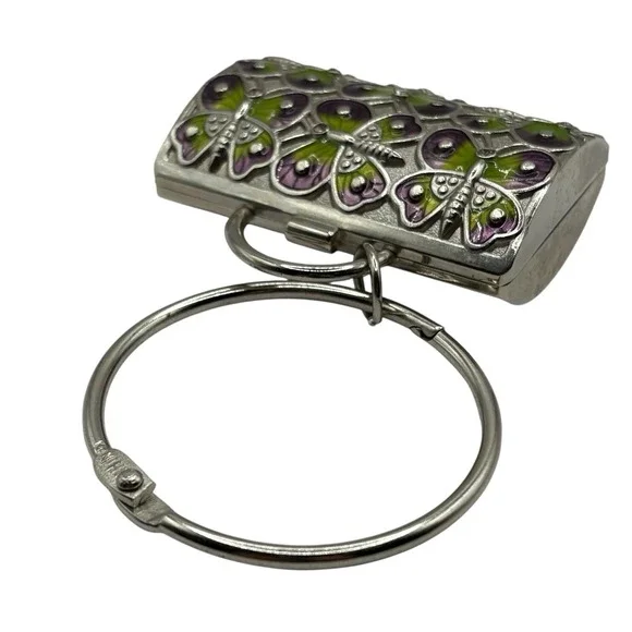 Neiman Marcus Butterfly Metal Purse Keychain Fob Pill Trinket Box Judith Leiber - Picture 12 of 16